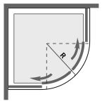 Technical image of Image Ultra 800 curved quadrant shower enclosure with sliding doors.