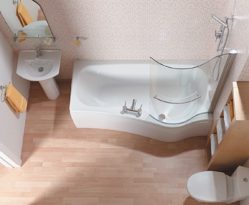 Larger image of Saninova Complete Shower Bath (Right Hand).  1700x900mm.