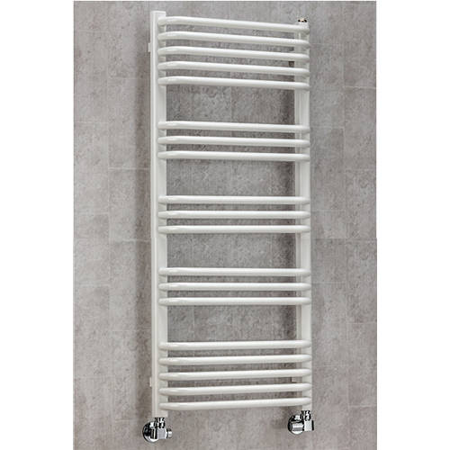 Larger image of Colour Heated Towel Rail & Wall Brackets 1100x500 (White).
