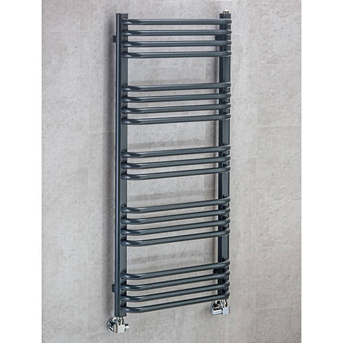 Larger image of Colour Heated Towel Rail & Wall Brackets 1100x500 (Anthracite Grey).