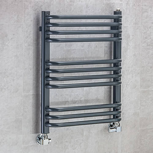 Larger image of Colour Heated Towel Rail & Wall Brackets 620x500 (Anthracite Grey).