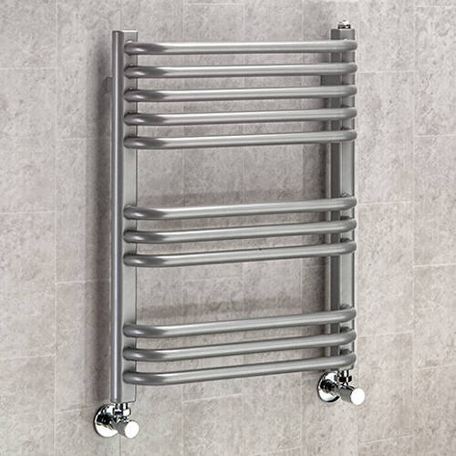 Larger image of Colour Heated Towel Rail & Wall Brackets 620x500 (Grey Aluminium).