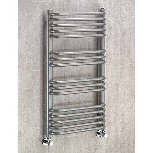 Larger image of Colour Heated Towel Rail & Wall Brackets 900x500 (Grey Aluminium).