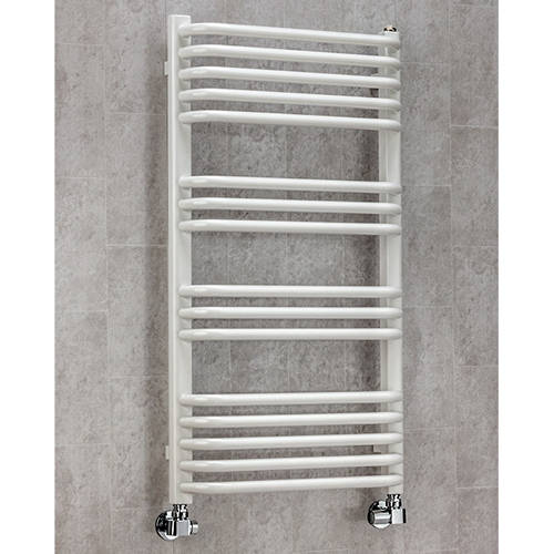 Larger image of Colour Heated Towel Rail & Wall Brackets 900x600 (White).
