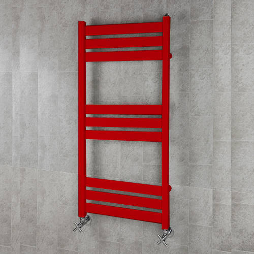 Larger image of Colour Heated Towel Rail & Wall Brackets 1080x500 (Flame Red).