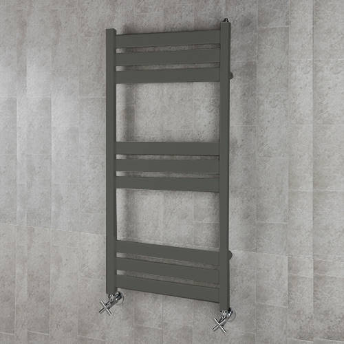 Larger image of Colour Heated Towel Rail & Wall Brackets 1080x500 (Grey Olive).