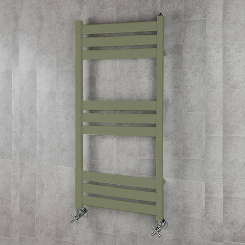 Larger image of Colour Heated Towel Rail & Wall Brackets 1080x500 (Reed Green).