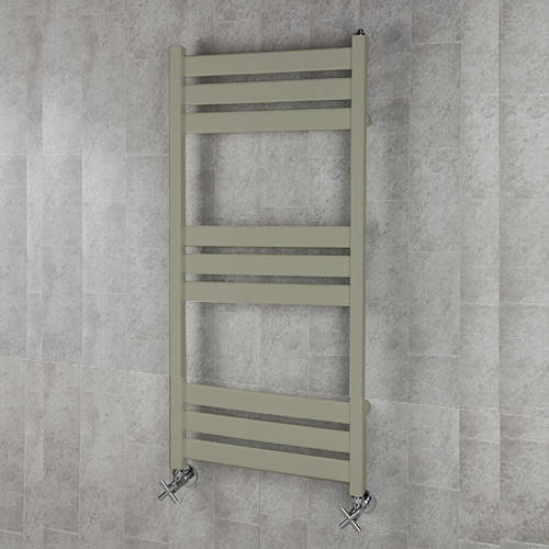 Larger image of Colour Heated Towel Rail & Wall Brackets 1080x500 (Pebble Grey).