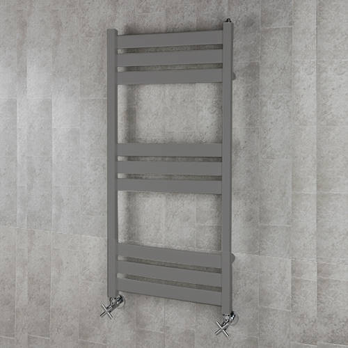 Larger image of Colour Heated Towel Rail & Wall Brackets 1080x500 (Grey Aluminium).