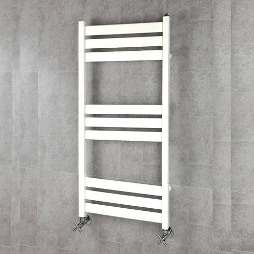 Larger image of Colour Heated Towel Rail & Wall Brackets 1080x500 (Pure White).