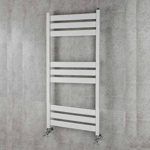 Larger image of Colour Heated Towel Rail & Wall Brackets 1080x500 (White).
