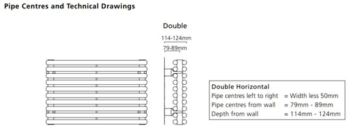 Technical image of Colour Chaucer Double Horizontal Radiator 402x1520mm (Traffic Grey).