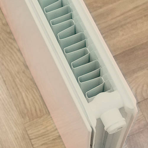 Example image of Colour Faraday Vertical Radiator 1600x600mm (P+, Silk Grey, 6633 BTUs).