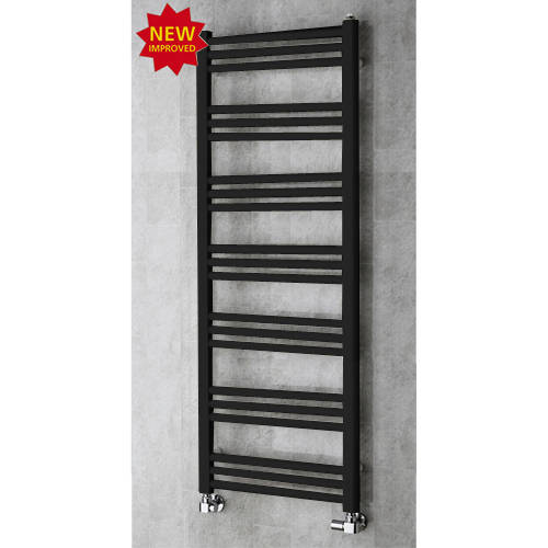 Larger image of Colour Heated Ladder Rail & Wall Brackets 1374x500 (Jet Black).