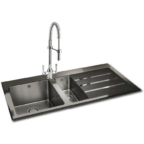 Larger image of Carron Phoenix Silhouette 150 Kitchen Sink 1000x535mm (S Steel, RH).