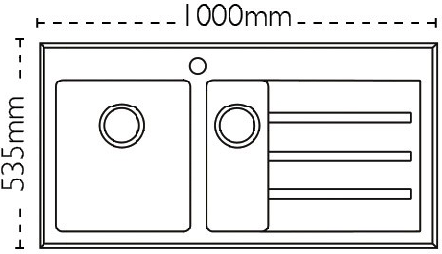 Technical image of Carron Phoenix Silhouette 150 Kitchen Sink 1000x535mm (S Steel, RH).
