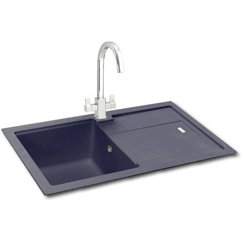 Larger image of Carron Phoenix Bali 100 Single Bowl Granite Sink 780x500mm (Graphite).