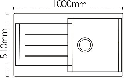 Technical image of Carron Phoenix Java 100 Single Bowl Granite Sink 1000x510mm (White).