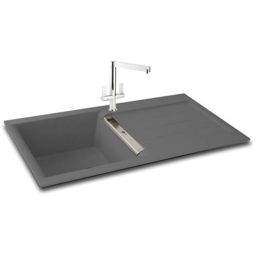 Larger image of Carron Phoenix Java 100 Single Bowl Granite Sink 1000x510mm (Graphite).