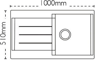 Technical image of Carron Phoenix Java 100 Single Bowl Granite Sink 1000x510mm (Champagne).