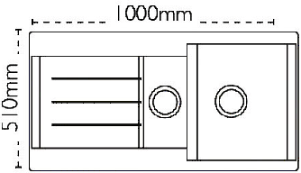 Technical image of Carron Phoenix Java 150 Double Bowl Granite Sink 1000x510mm (Stone Grey).