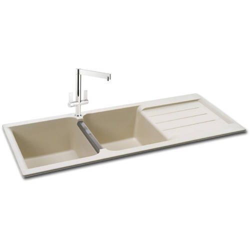 Larger image of Carron Phoenix Java 210 Double Bowl Granite Sink 1200x510mm (Champagne).