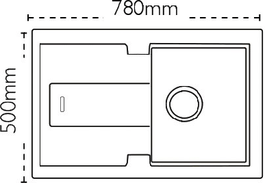 Technical image of Carron Phoenix Bali 100 Single Bowl Granite Sink 780x500mm (Jet Black).