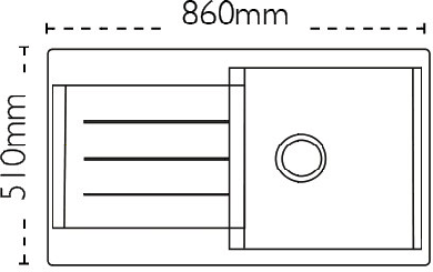 Technical image of Carron Phoenix Java 90 Single Bowl Granite Inset Sink 860x510mm (Black).