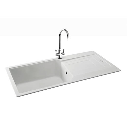 Larger image of Carron Phoenix Aruba Single Bowl Granite Sink 1000x500mm (Polar White).