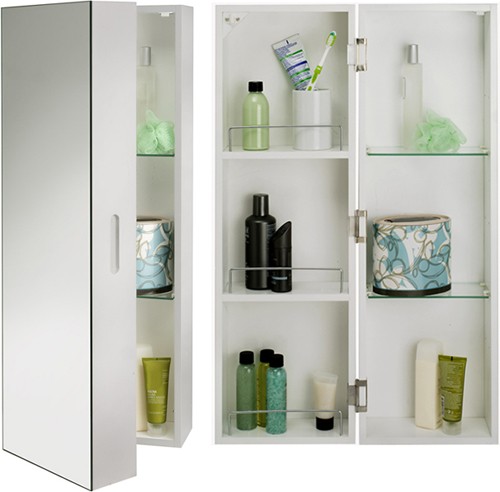 Larger image of Croydex Cabinets Tall Bathroom Cabinet With Mirror. 250x800x210mm.