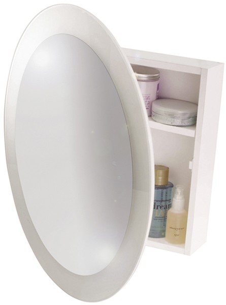Larger image of Croydex Cabinets Round Mirror Bathroom Cabinet.  525x525x105mm.