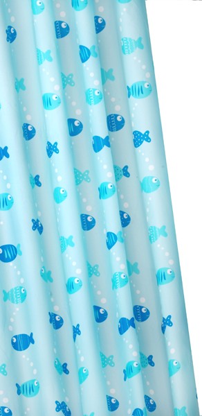 Larger image of Croydex Textile Shower Curtain & Rings (Wiggly Fish, 1800mm).