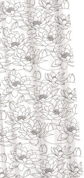 Larger image of Croydex Textile Shower Curtain & Rings (Waterlillies, 1800mm).