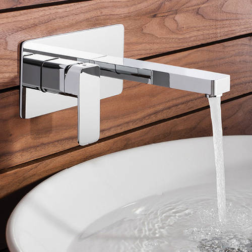 Example image of Crosswater Atoll Wall Mounted Basin & 2 Hole BSM Tap Pack (Chrome).