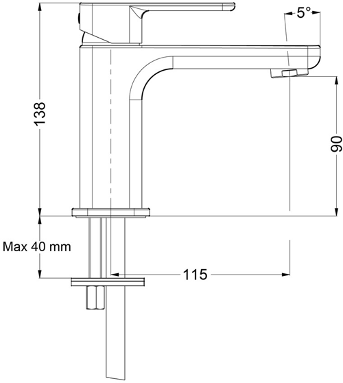Technical image of Crosswater Atoll Basin Mixer Tap With Lever Handle (Chrome).