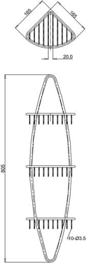 Technical image of Crosswater Solo Corner Wire Basket (Chrome).