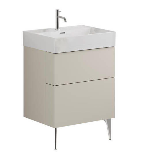 Larger image of Crosswater Avenue Wall Vanity Unit With Steel Legs (600mm, Stone, 1TH).