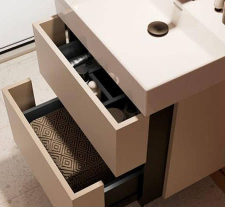 Example image of Crosswater Avenue Wall Vanity Unit With Steel Legs (600mm, Stone, 1TH).