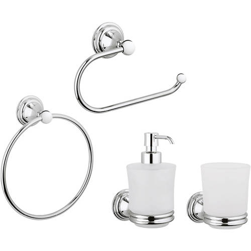 Larger image of Crosswater Belgravia Bathroom Accessories Pack 4 (Chrome).