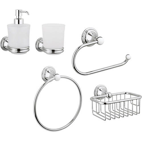 Larger image of Crosswater Belgravia Bathroom Accessories Pack 5 (Chrome).