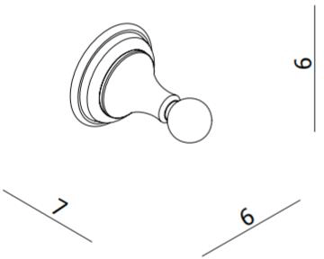 Technical image of Crosswater Belgravia Single Robe Hook (Chrome).