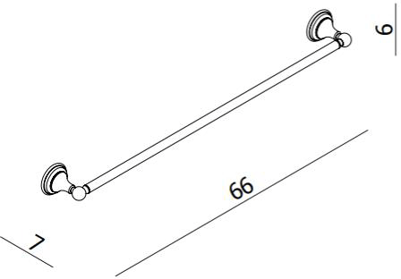 Technical image of Crosswater Belgravia Single Towel Rail (600mm, Chrome).