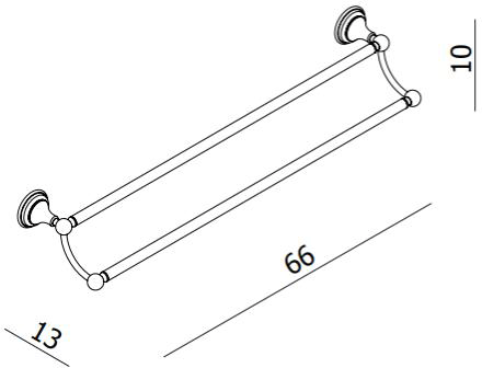 Technical image of Crosswater Belgravia Double Towel Rail (600mm, Chrome).