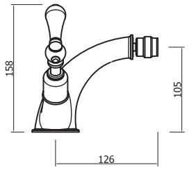 Technical image of Crosswater Belgravia Bidet Mixer Tap With Waste (Lever, Chrome).
