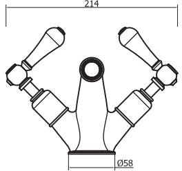 Technical image of Crosswater Belgravia Bidet Mixer Tap With Waste (Lever, Chrome).