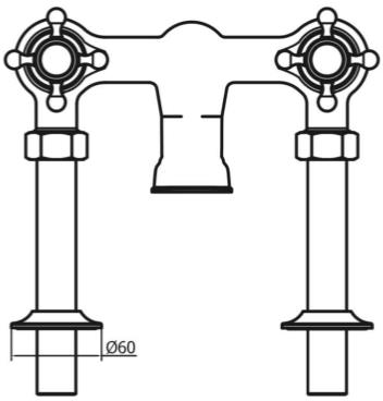 Technical image of Crosswater Belgravia Bath Filler Tap With Legs (Crosshead, Unlac Brass).