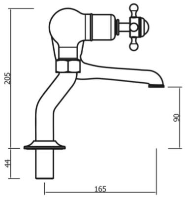 Technical image of Crosswater Belgravia Bath Filler Tap With Legs (Crosshead, Unlac Brass).