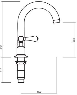 Technical image of Crosswater Belgravia 3 Hole Bath Filler Tap (Lever, Chrome).