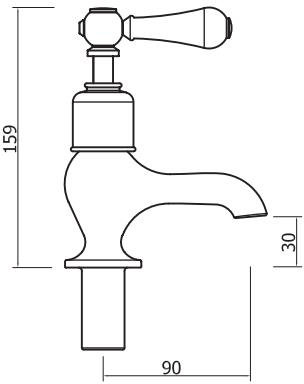 Technical image of Crosswater Belgravia Bath Taps (Lever, Chrome).