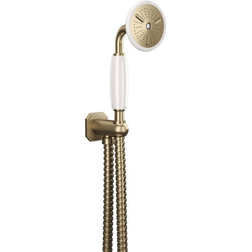 Larger image of Crosswater Belgravia Shower Handset, Wall Outlet & Hose (Brushed Brass) CLEARANCE.
